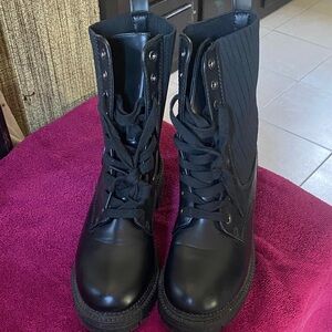 Catherine Malandreno  Black Lace-Up Combat Boots